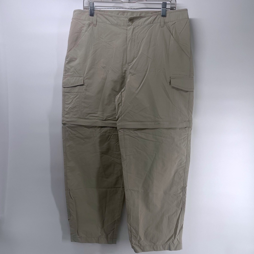 Columbia PFG Convertible Cargo Pants Zip Off Khaki Tan Size L Fishing Hiking - Picture 2 of 8
